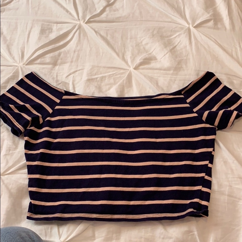 Blue and pink simple cute crop top
